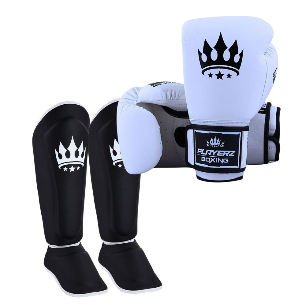Playerz Spartech Sparring Set Gloves and Shin Guards UK Fight Gear