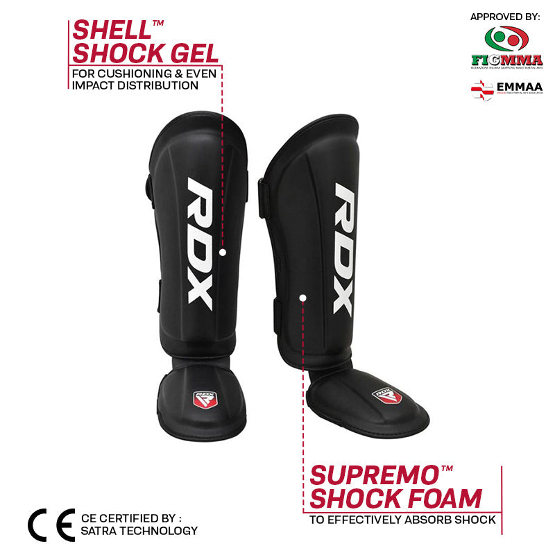 RDX T1 Black Shin Guards - UK Fight Gear