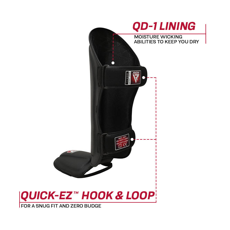 RDX T1 Black Shin Guards - UK Fight Gear