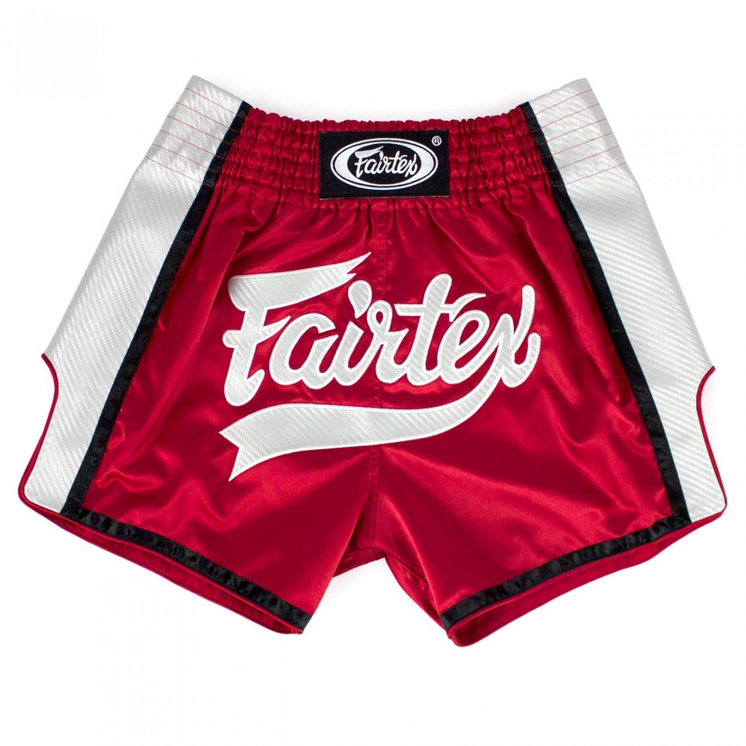 Fairtex BS1704 Red-White Slim Cut Muay Thai Shorts - UK Fight Gear