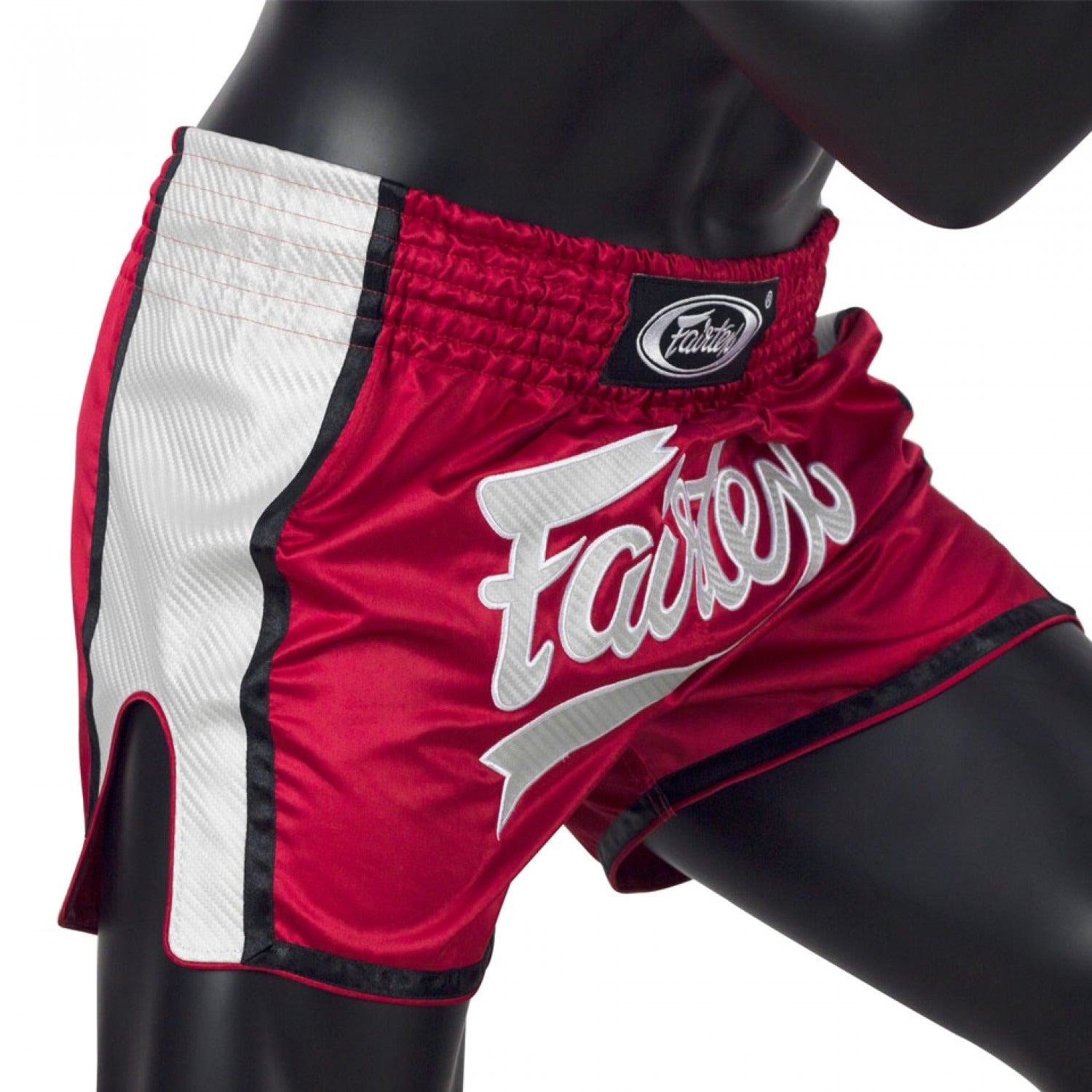 Fairtex BS1704 Red-White Slim Cut Muay Thai Shorts - UK Fight Gear